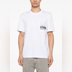 HELMUT LANG Men’s New York Bridge Postcard T-Shirt Size Small Cotton With Logo
